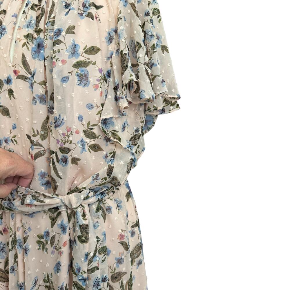 Floral Pink Ruffle-Neck Maxi Dress - Picture 8 of 16